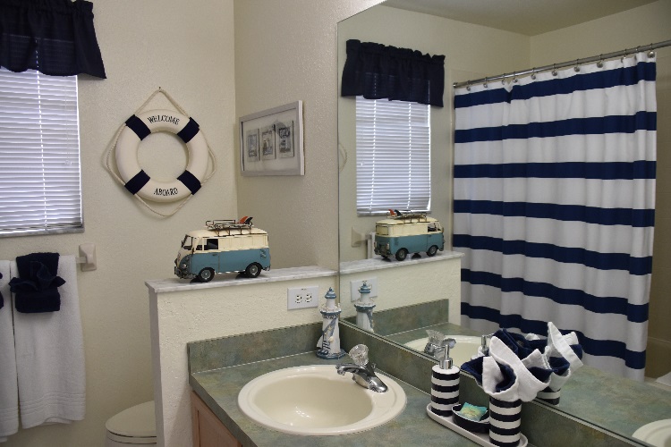 Blue Bath by Twin Bedroom