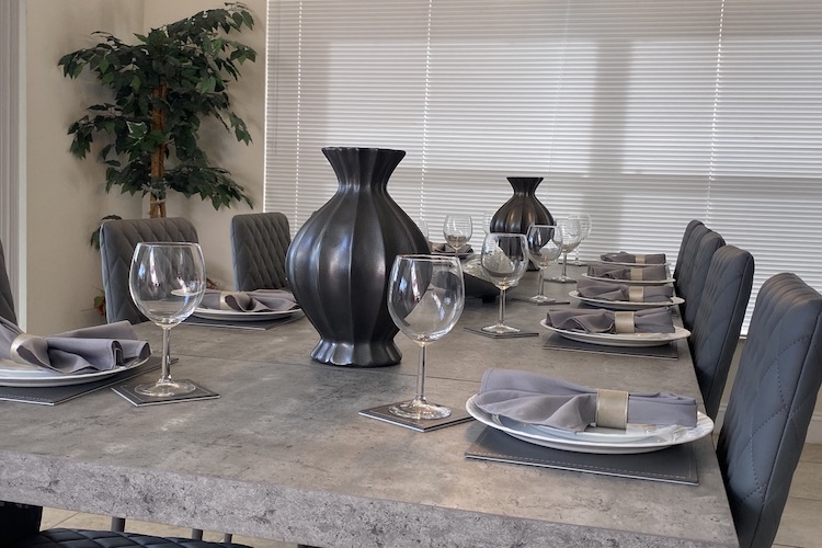 Plentiful supply of all crockery, silverwear, glass wear 